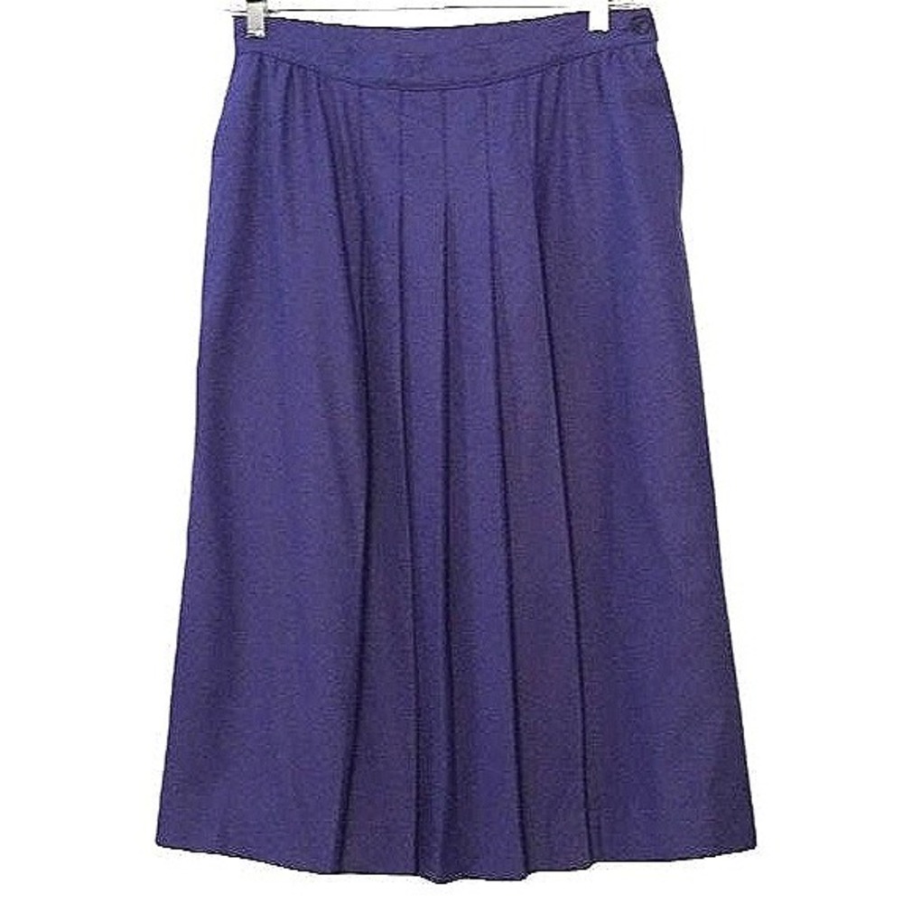 Dark Academia Pendleton Pleated Skirt Women 16 Purple Wool Lined Midi Pockets